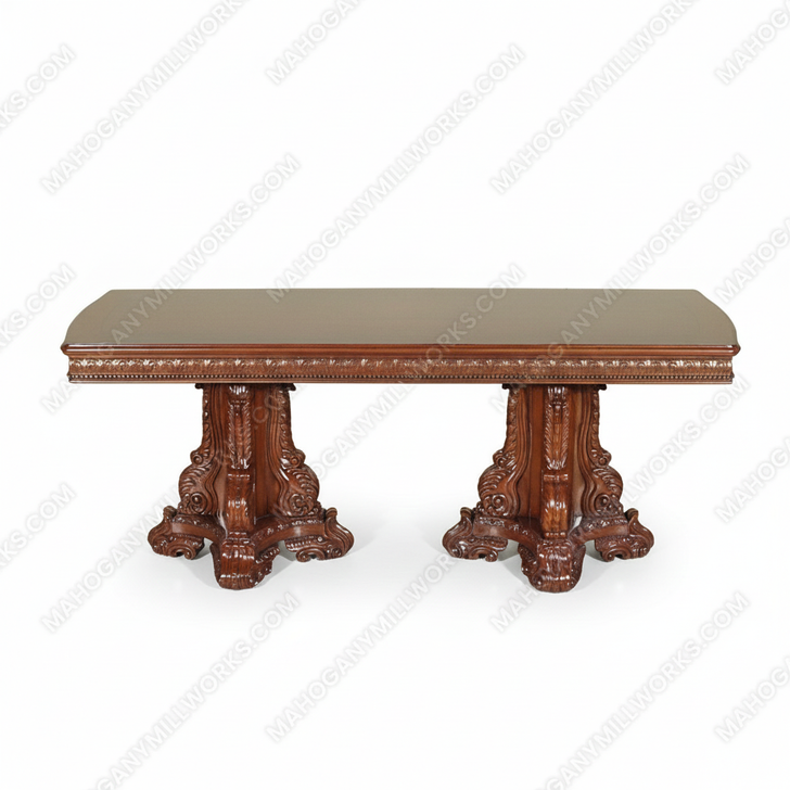 7ft Mahogany Double Pedestal Inlay Dining or Conference Table