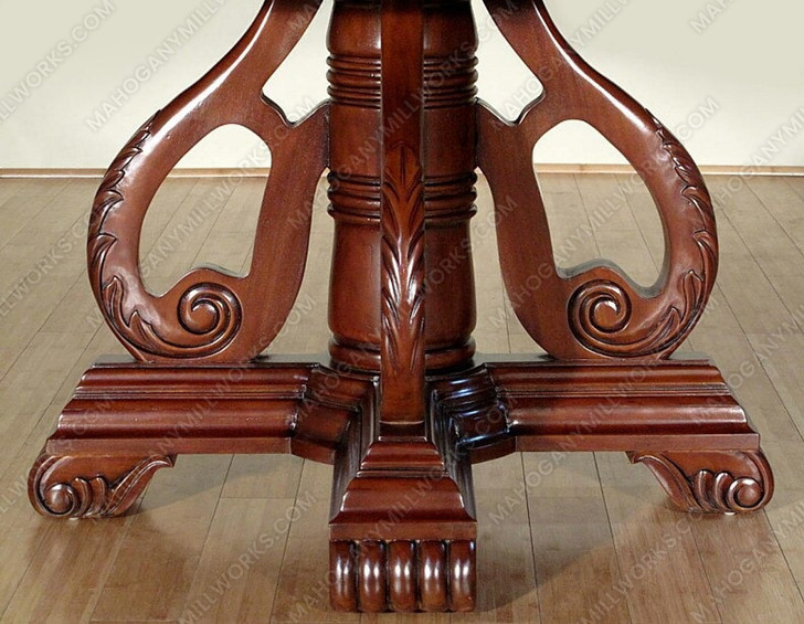52" Round Walnut & Mappa Burl Inlay Pedestal Dining or Conference Table