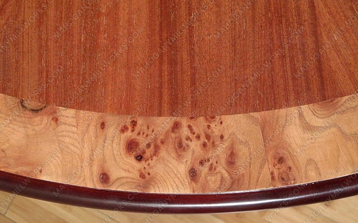 52" Round Walnut & Burl Inlay Pedestal Dining Table