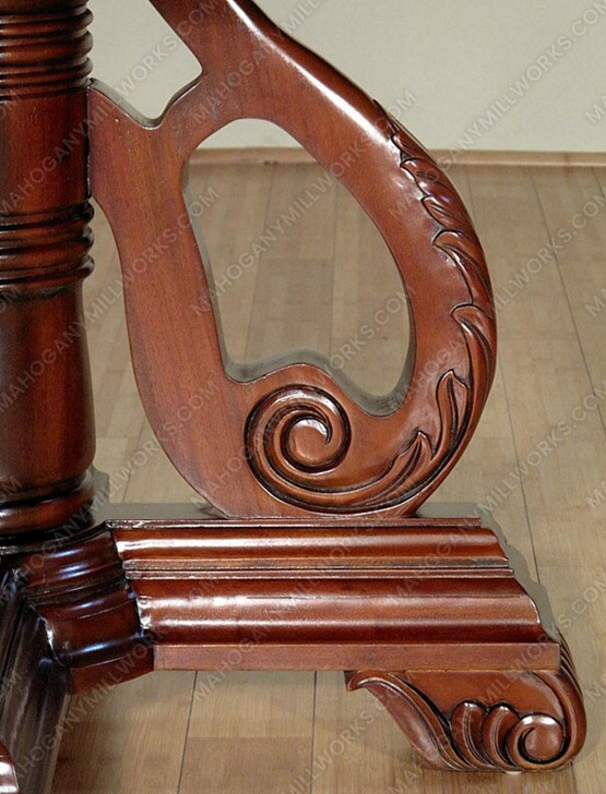 52" Round Walnut & Burl Inlay Pedestal Dining Table