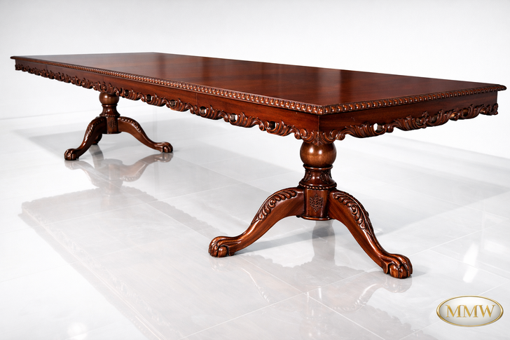 10ft Chippendale Double Pedestal Dining Table