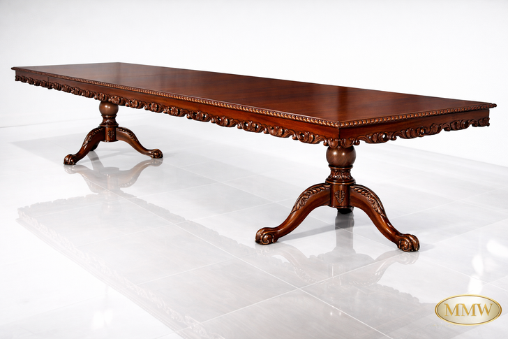 10ft Chippendale Double Pedestal Dining Table