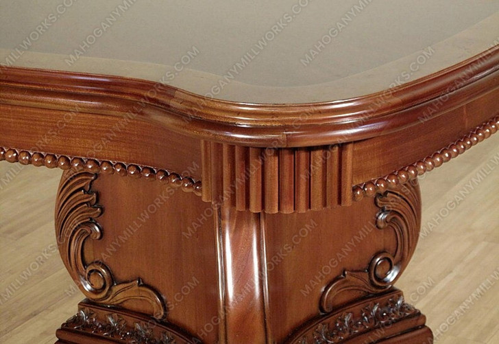 Burl Inlay Double Pedestal Dining Table w/ Leaf Extensions