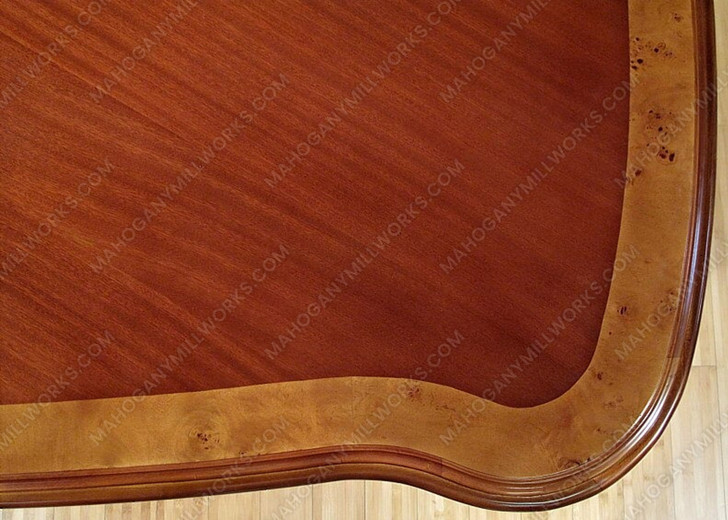 Burl Inlay Double Pedestal Dining Table w/ Leaf Extensions