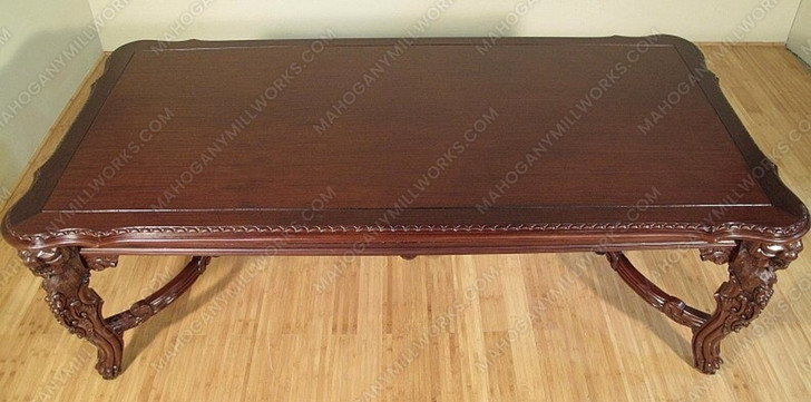 8ft Mahogany Gothic Dining Table w/ Lion Carvings