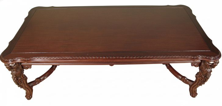 8ft Mahogany Gothic Rectangular Dining or Conference Table w/ Lion Figures