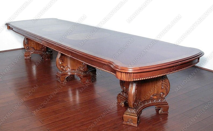 14ft Burl Mahogany Inlay Formal Executive Conference Table