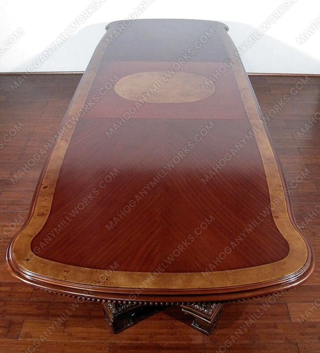 14ft Burl Mahogany Inlay Formal Executive Conference Table