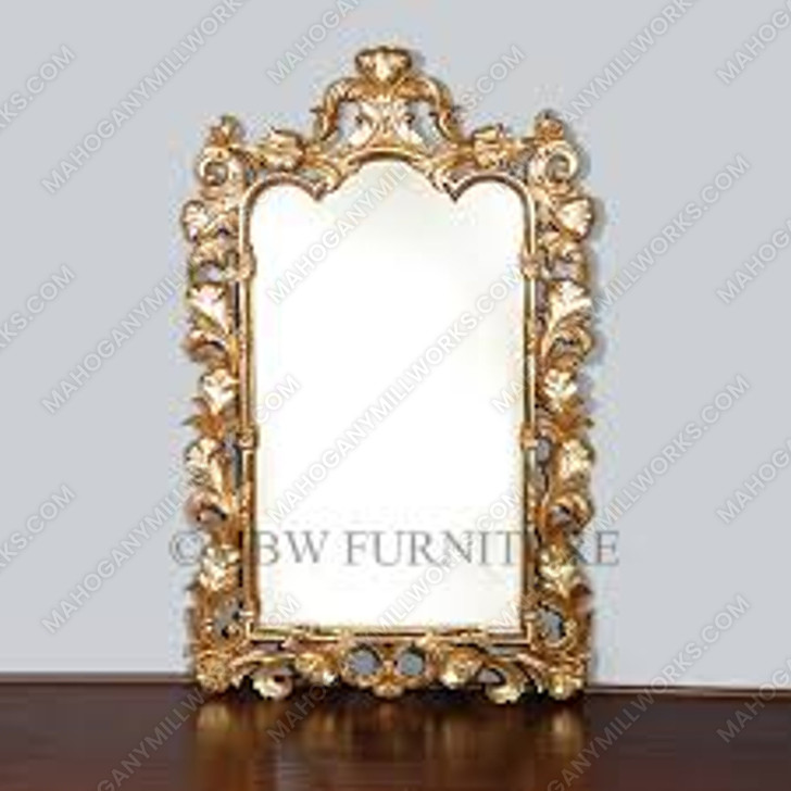 6Ft Tall Solid Mahogany Antiqued Gold Rococo Wall Hanging Mirror