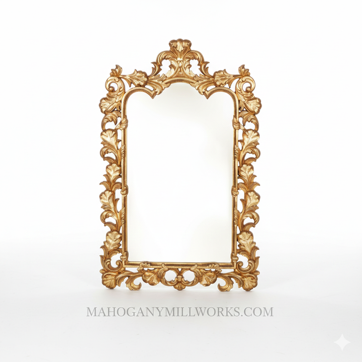 Antiqued Gold Rococo Wall Hanging Mirror