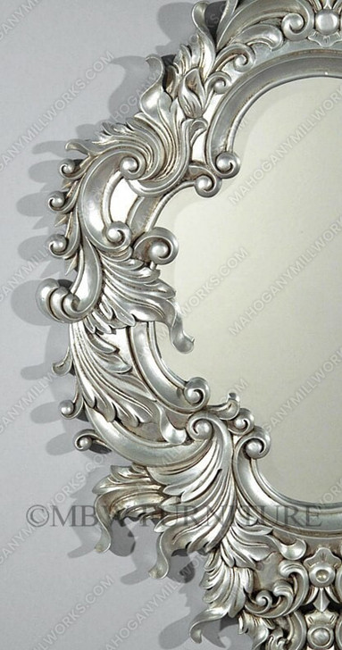 Silver Carved Frame Wall Hanging Romance Mirror