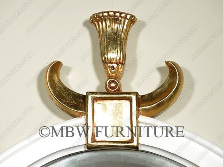 Solid Mahogany Swedish Style White / Gold Oval Wall Hanging Mirror