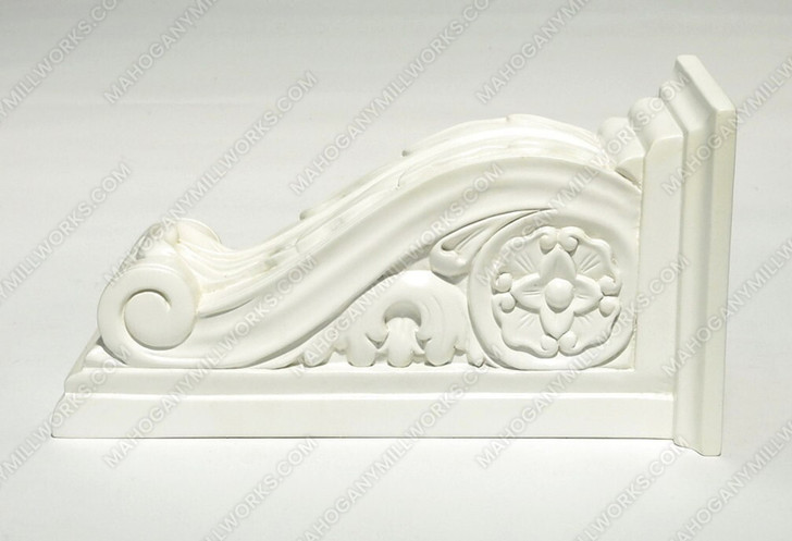 Pair of 2 Solid Mahogany Cream Hand Carved Scrolled Wall Corbel Sconce