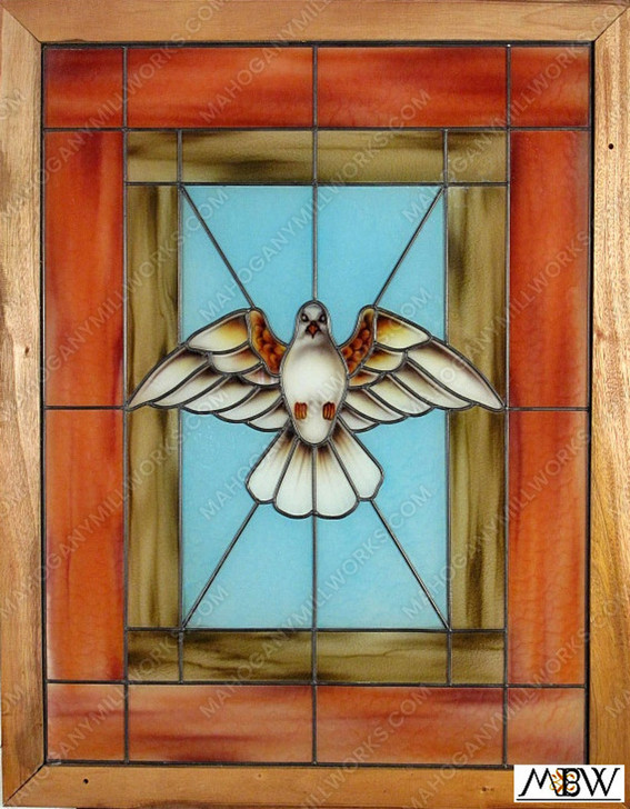 Stained Glass Replica Holy Spirit White Dove Religious Leaded Window
