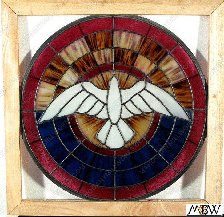 Stained Glass Replica White Dove Religious Leaded Window