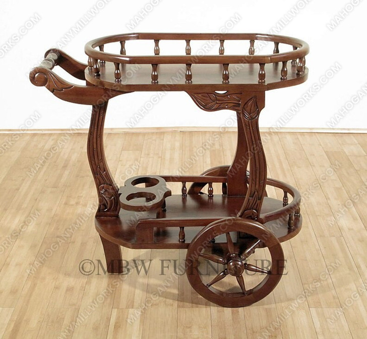 Walnut Tea Trolley Cocktail Serving Cart