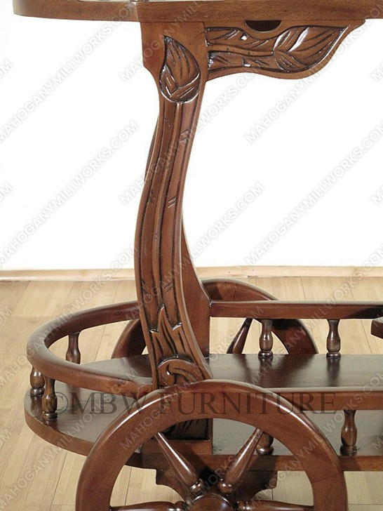 Walnut Tea Trolley Cocktail Serving Cart