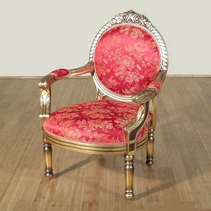 Gold/Grey French Louis Burgundy Arm Chair