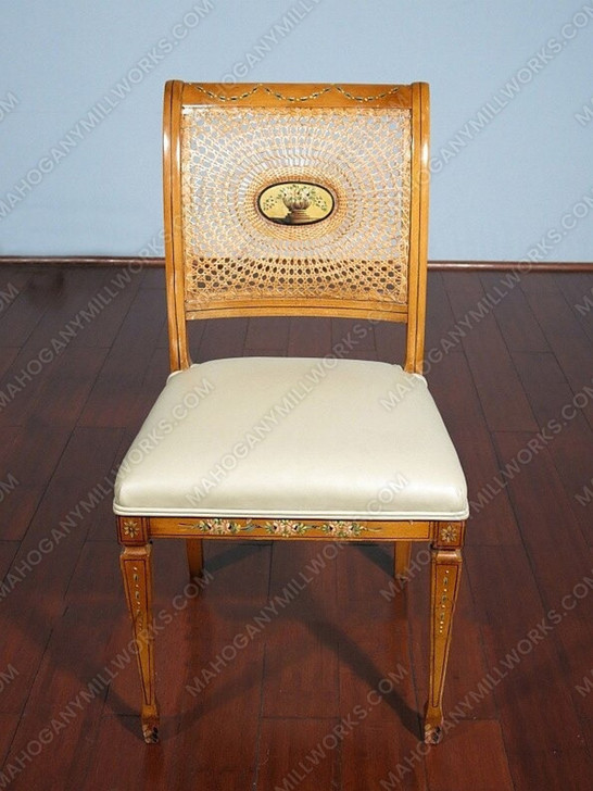 Solid Mahogany Antiqued Honey Finish Regency Rattan Chair