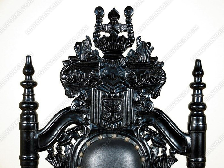 Black Gothic Genuine Leather Lion King Throne Chair