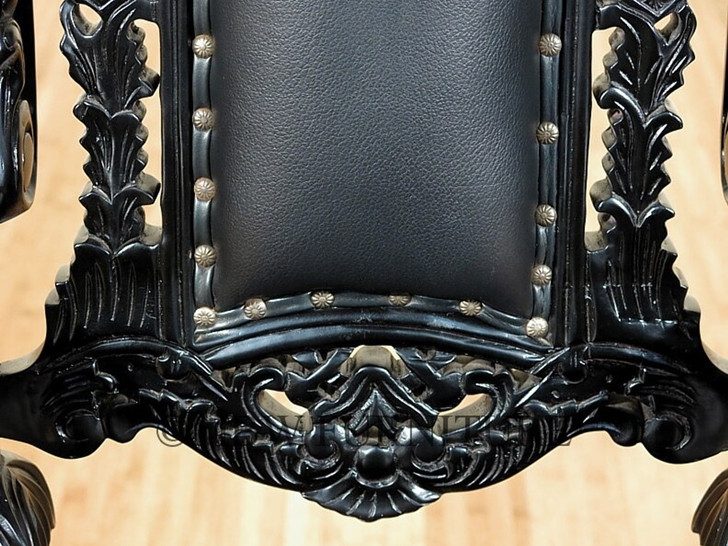 Black Gothic Genuine Leather Lion King Throne Chair