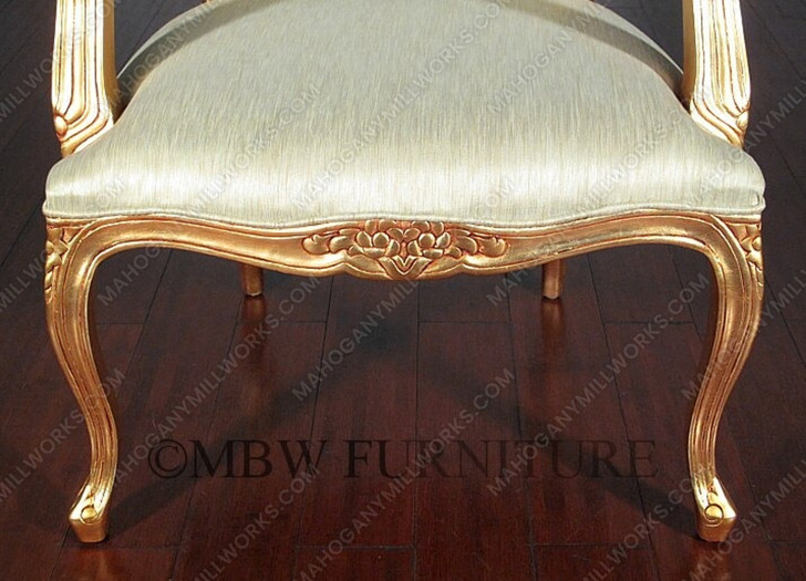 Gold French Style Occasional Accent Chair w/ light green fabric