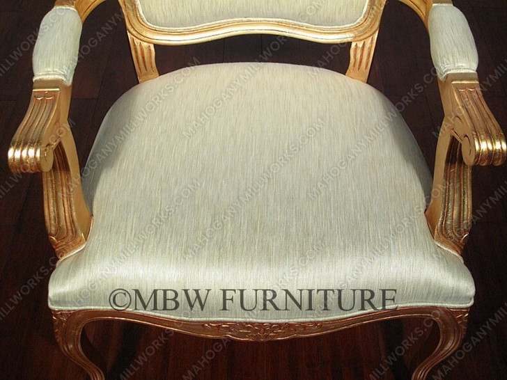Gold French Style Occasional Accent Chair w/ light green fabric