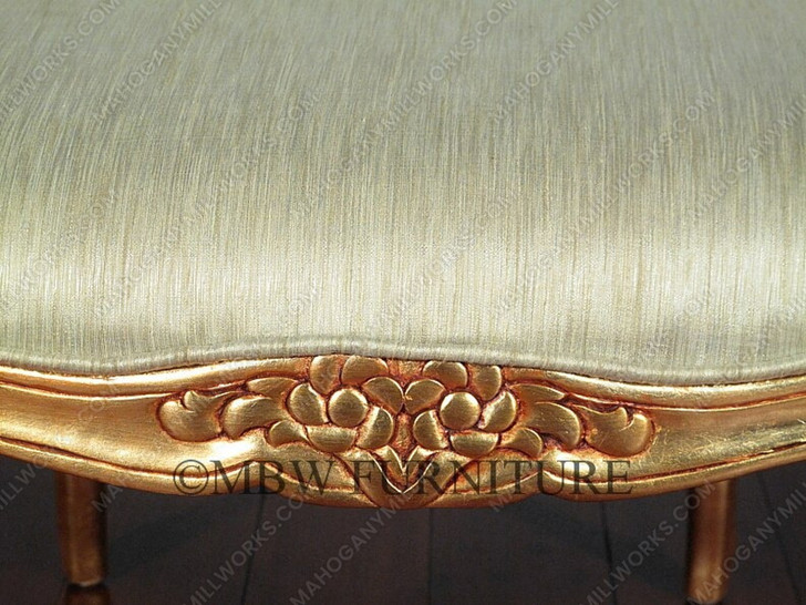 Gold French Style Occasional Accent Chair w/ light green fabric