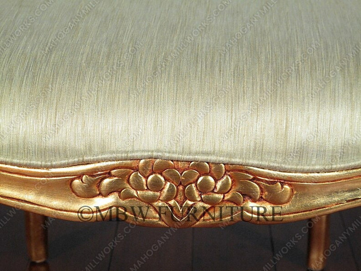Gold French Style Occasional Accent Chair w/ light green fabric