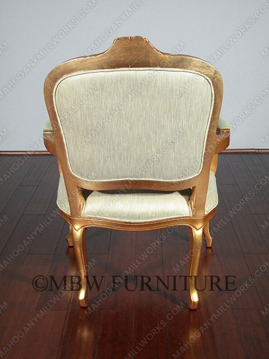 Gold French Style Occasional Accent Chair w/ light green fabric