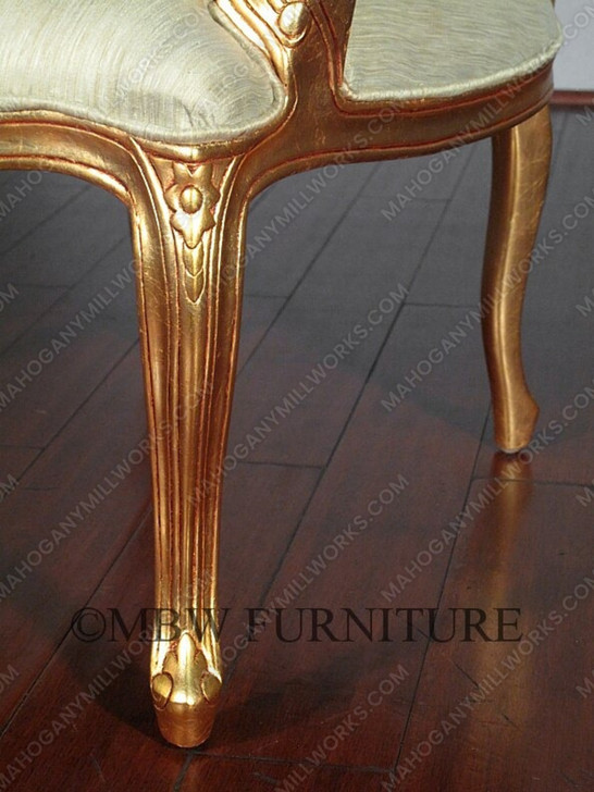 Gold French Style Occasional Accent Chair w/ light green fabric