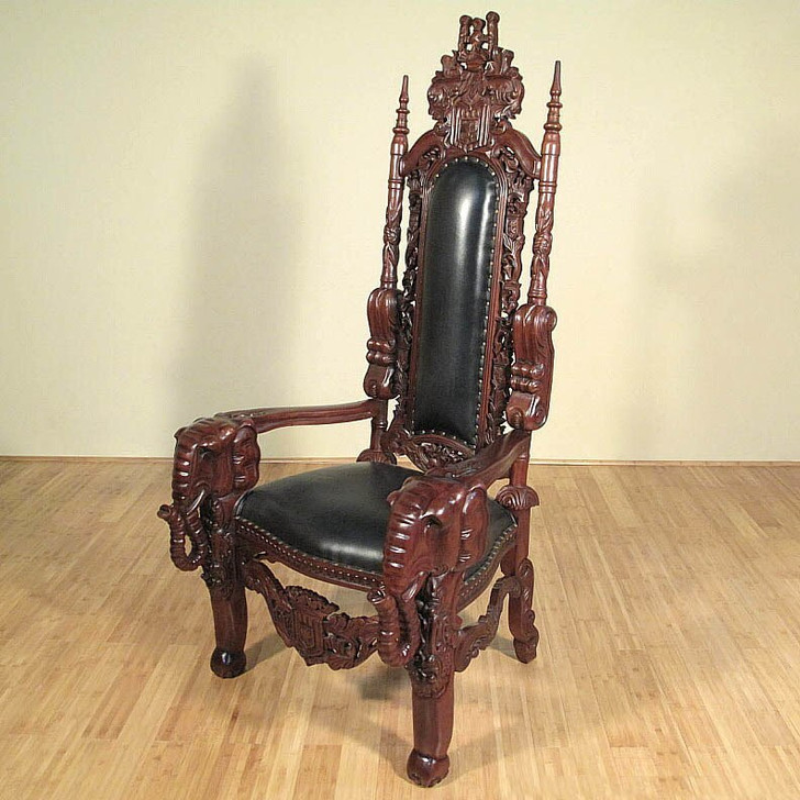 Walnut Gothic Elephant Throne Arm Chair