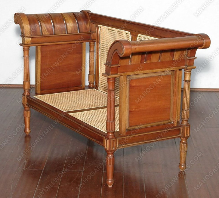 Mahogany Carved Rattan Bench