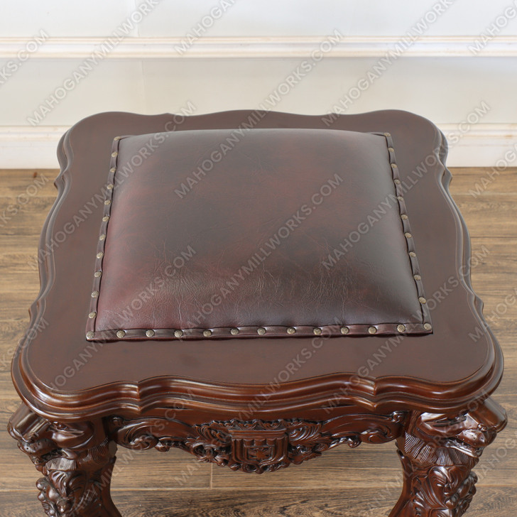 Mahogany Gothic Lion Stool