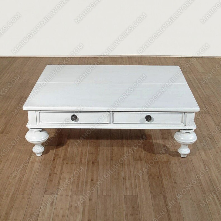 Antiqued White Shabby Cottage Low Coffee Table