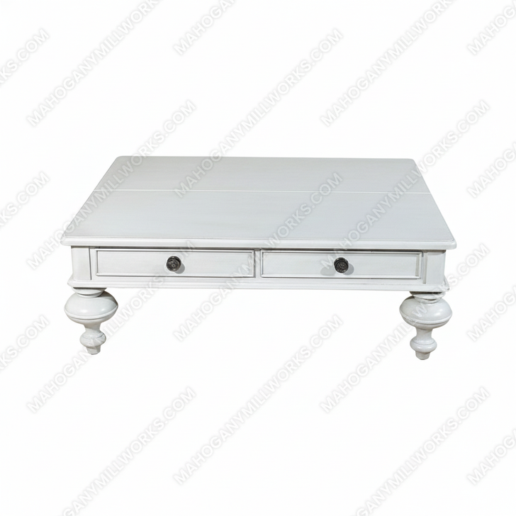 Antiqued White Shabby Cottage Low Coffee Table