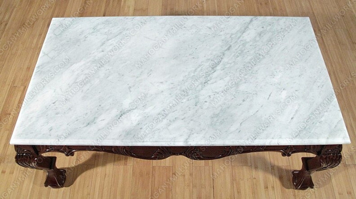 Rectangular Chippendale Marble Top Coffee Table