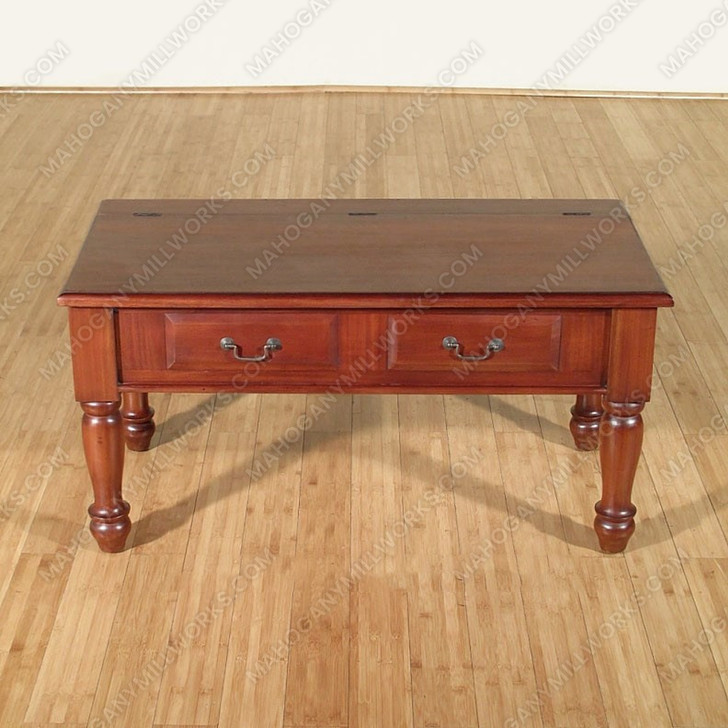 Distressed Solid Mahogany Trunk Chest Coffee Table w/ Compartment