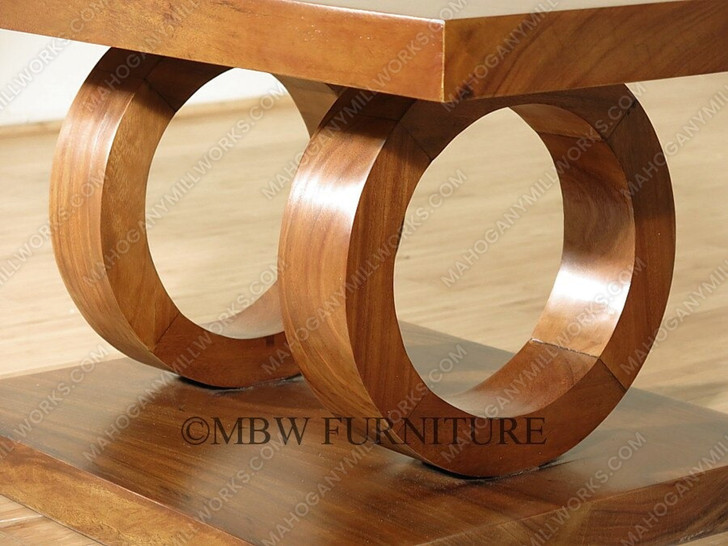 Natural Suar Wood Art Deco Rectangular Coffee Table