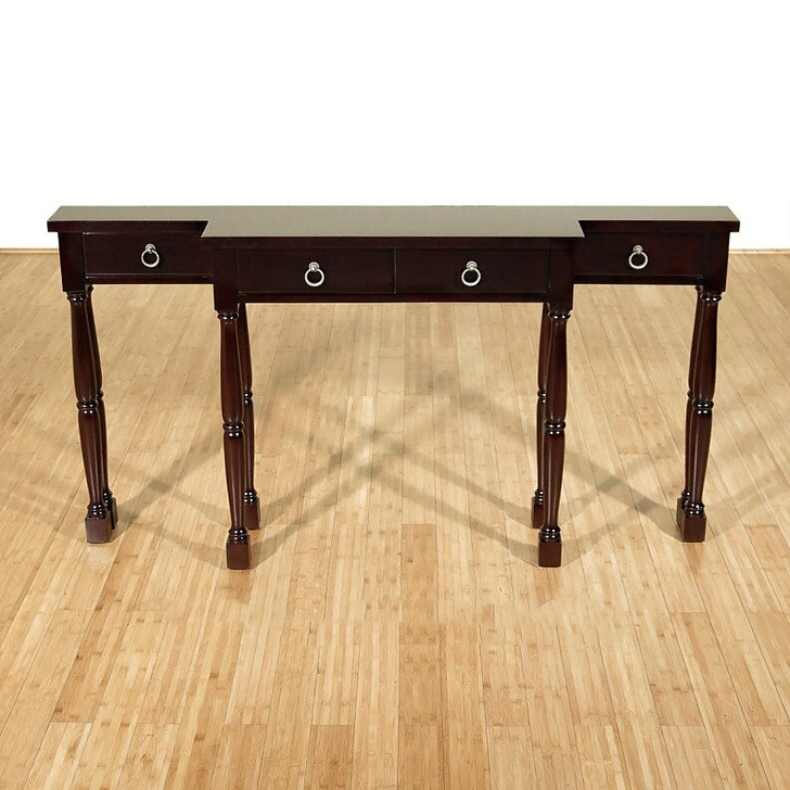 6Ft Wide Solid Mahogany Espresso Console Wall Table