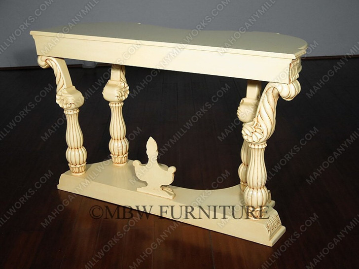 Antiqued Cream Wall Hall Console Table