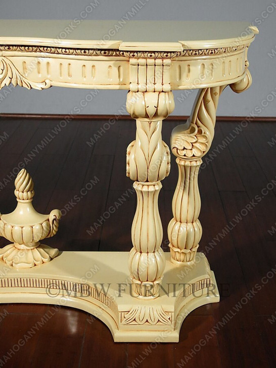 Antiqued Cream Wall Hall Console Table