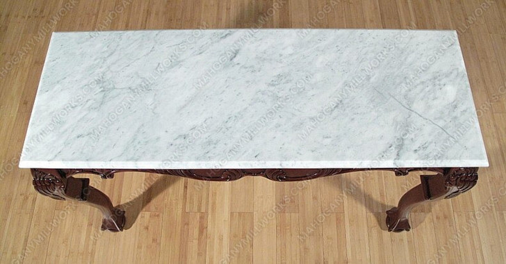 Cherry Chippendale Marble Top Console Table