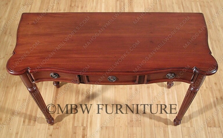 Distressed Solid Mahogany Sheraton 3-Drawer Console Table