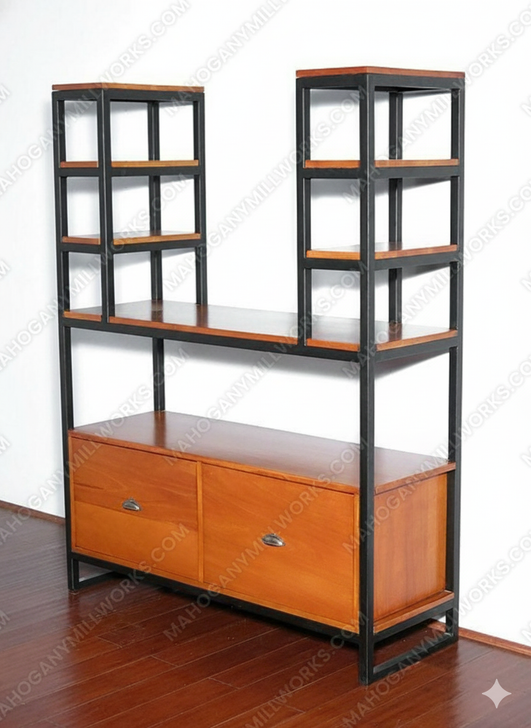 Two-tone  Black Metal TV Media Entertainment Center