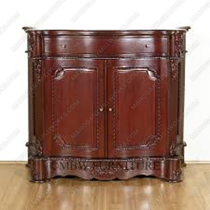 Solid Mahogany Dark Brown Entertainment Media Storage Cabinet