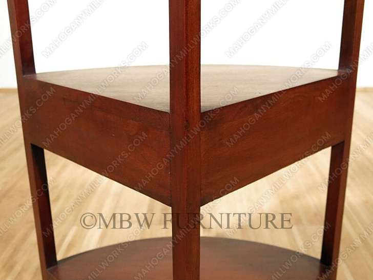 Distressed Solid Mahogany Corner Side Table w/ Drawers