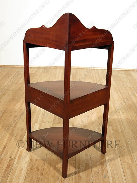 Distressed Solid Mahogany Corner Side Table w/ Drawers