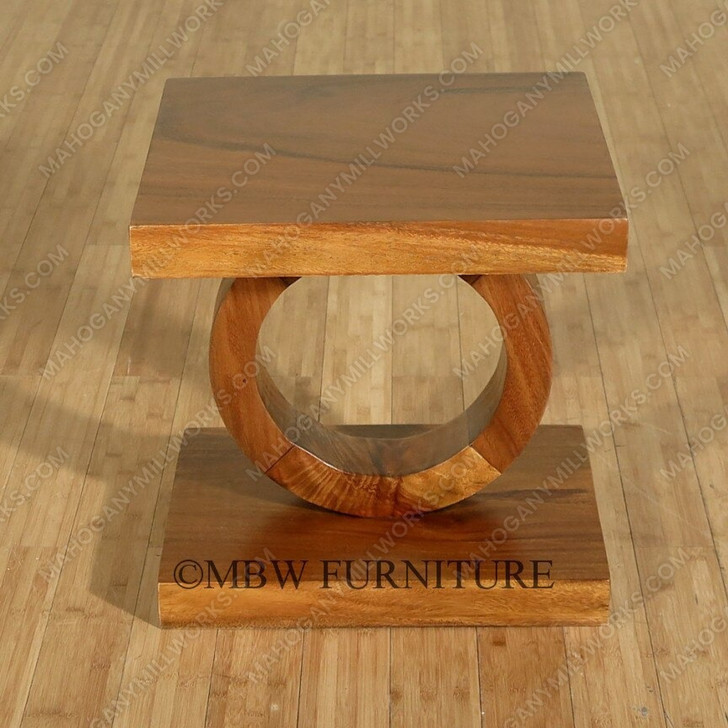 Pair of 2 Vintage Solid Teak Wood Art Deco Occasional End Side Tables