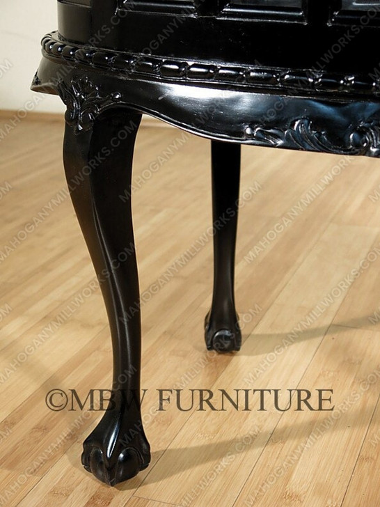 Solid Mahogany Black Finish Victorian Kidney Dumbwaiter Table